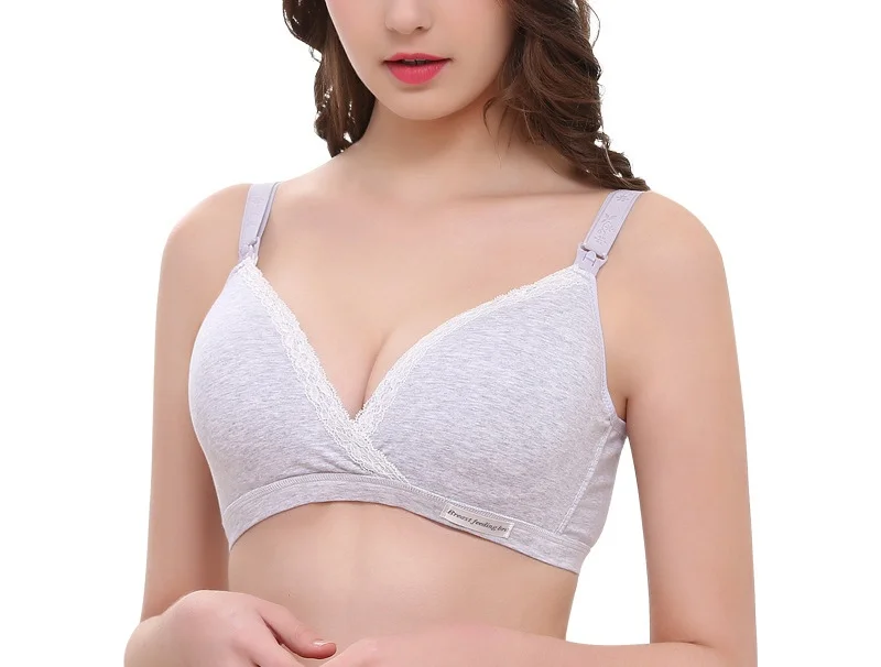 Women's Non Steel Ring Double Buckle Pregnant Women's Lactation Underwear Gathered Anti Sagging Breast-feeding Bra - vzzhome