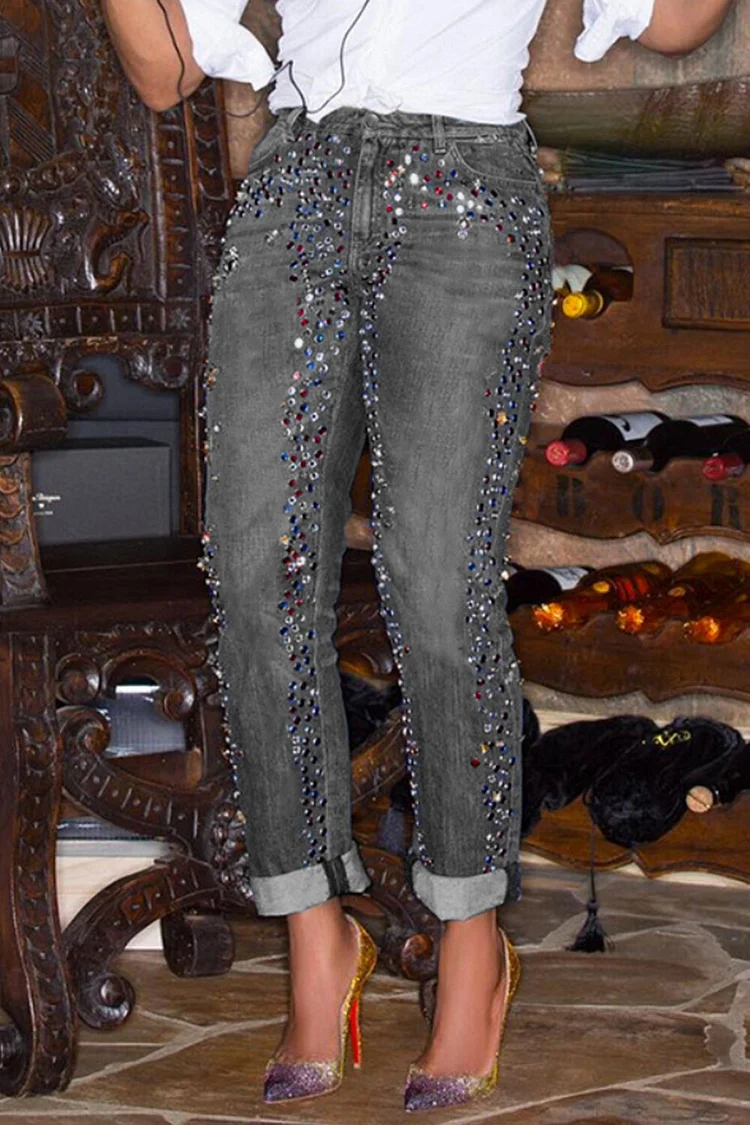 Plus Size Daily Blue Casual Drilling Pocket Denim Jeans [Pre-Order] 2024 - Xpluswear
