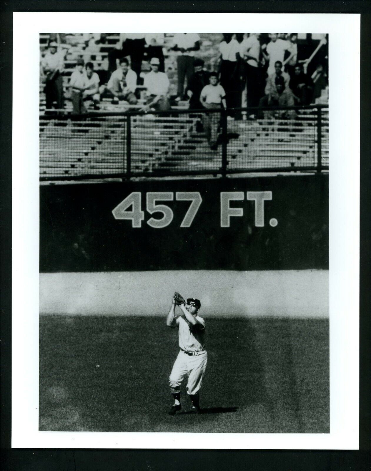 Mickey Mantle playing centerfield Yankee Stadium c. 1950's Type IV Press Photo Poster painting