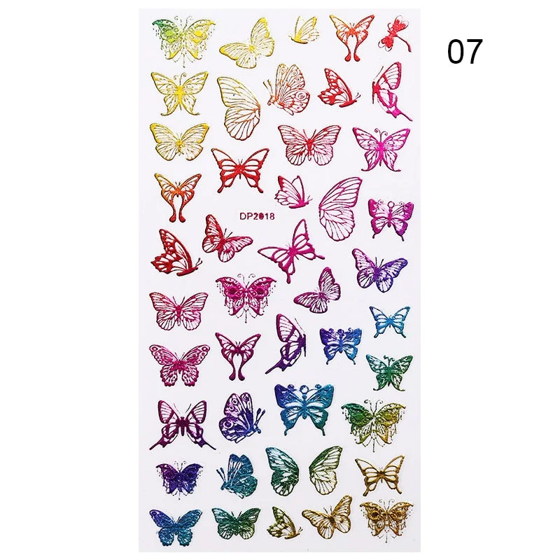1 Sheet Nail Art 3D Nail Sticker Butterfly Colorful Nail Decals Fairy Tales Nail Transfer Decals Nail Decorations DIY Design