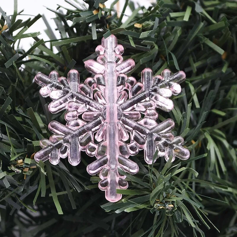 10Pcs/pack Christmas Decorations for Home Snowflake Christmas Tree Ornaments Hanging Crystal Acrylic DIY Bead Curtain Home Decor