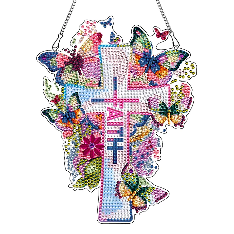 Butterfly Cross - Pendant - DIY Diamond Crafts