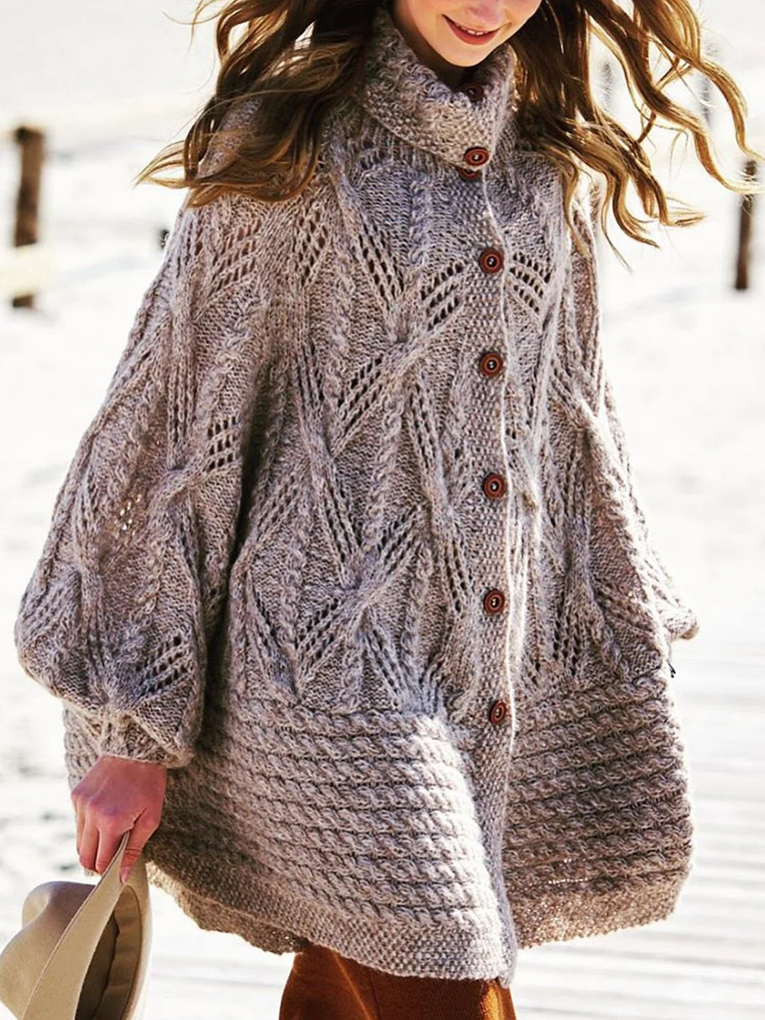 Sweater plus size Vintage Cotton Knitted Sweater Coat | IFYHOME