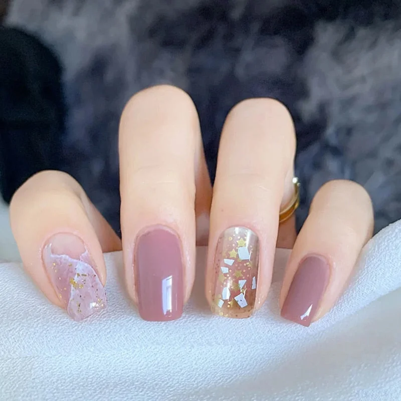 24pcs/set Press on Nail Tips Acrylic 10 Sizes Flower Design Fake Nails Art Full Cover French False Nail Art Tips Artifical Nails-Nail Inspo