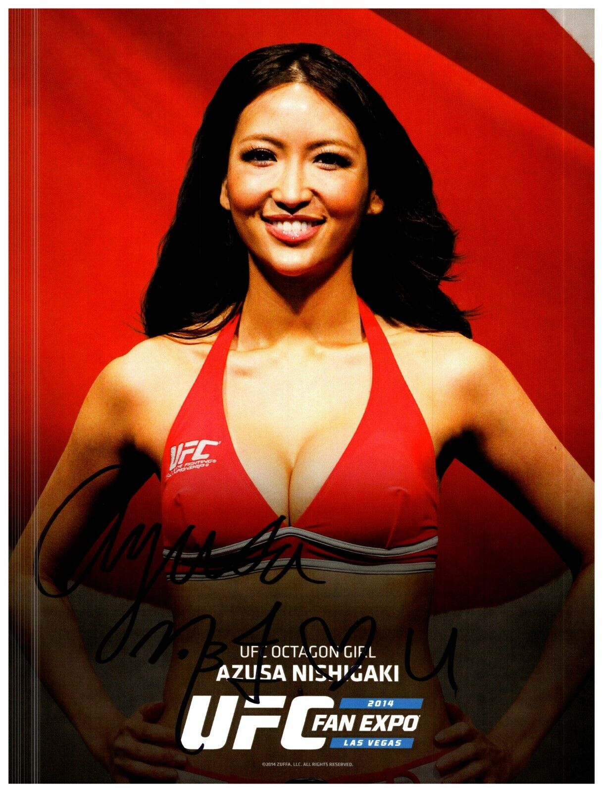 ~~ AZUSA NISHIGAKI Authentic Hand-Signed UFC RING GIRL