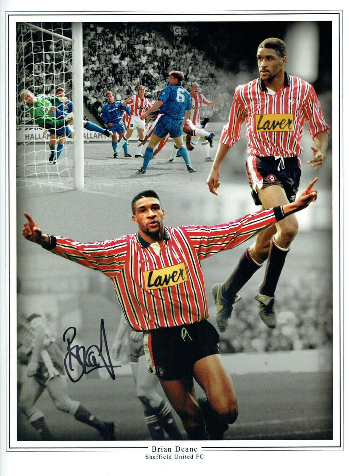 Brian DEANE SIGNED Autograph 16x12 Sheffield United Montage Photo Poster painting AFTAL RD COA