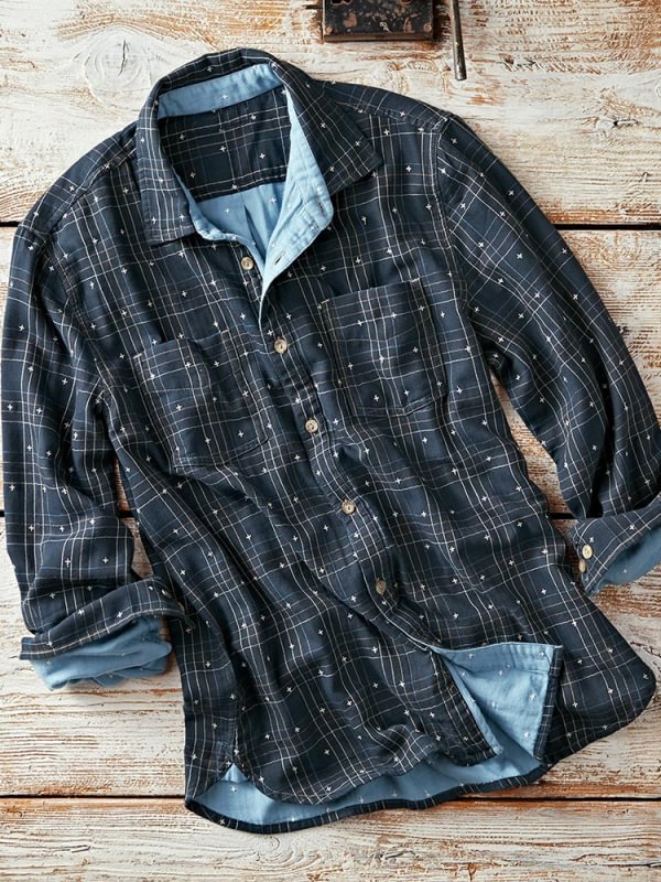 Men's Plaid casual long sleeved shirt