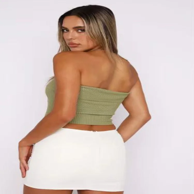 Woherb Woherb New Strapless Three-Color Texture Sense Slim Sexy Thin Pit Strip With A Strapless Jacket Female-Outfit Ideas