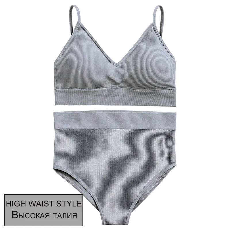 FINETOO Women Seamless Lingerie Set 10 Colors Fitness Bralette Push Up Top + Panties Suit Sports Woman Sexy Underwear Sets Femme