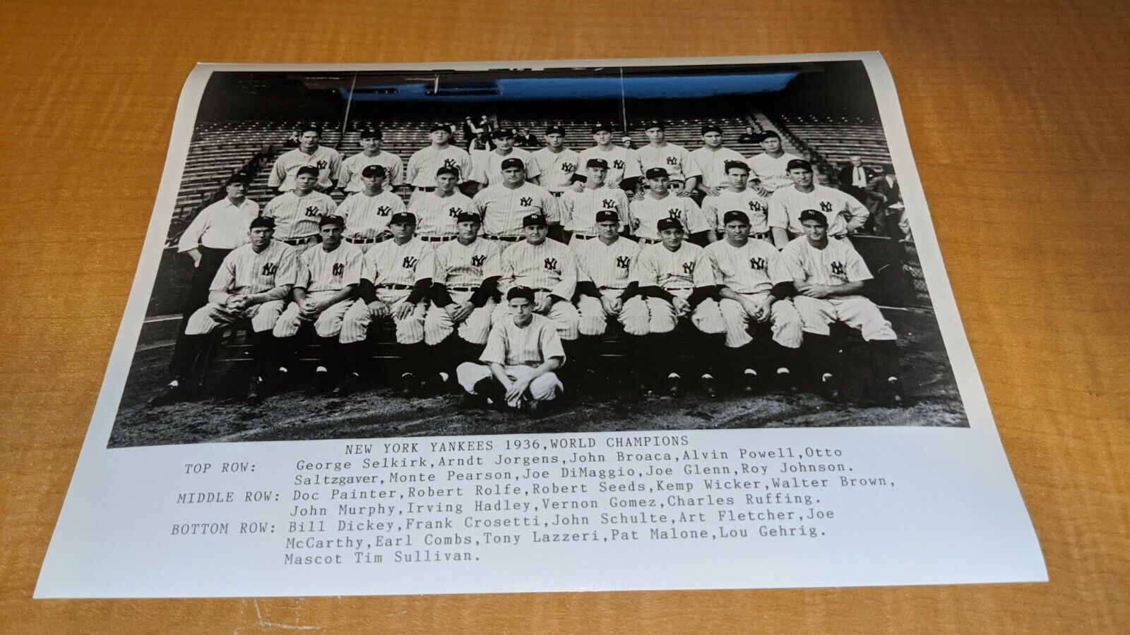 1936 World Champions New York Yankees Team Photo Poster painting Lou Gehrig