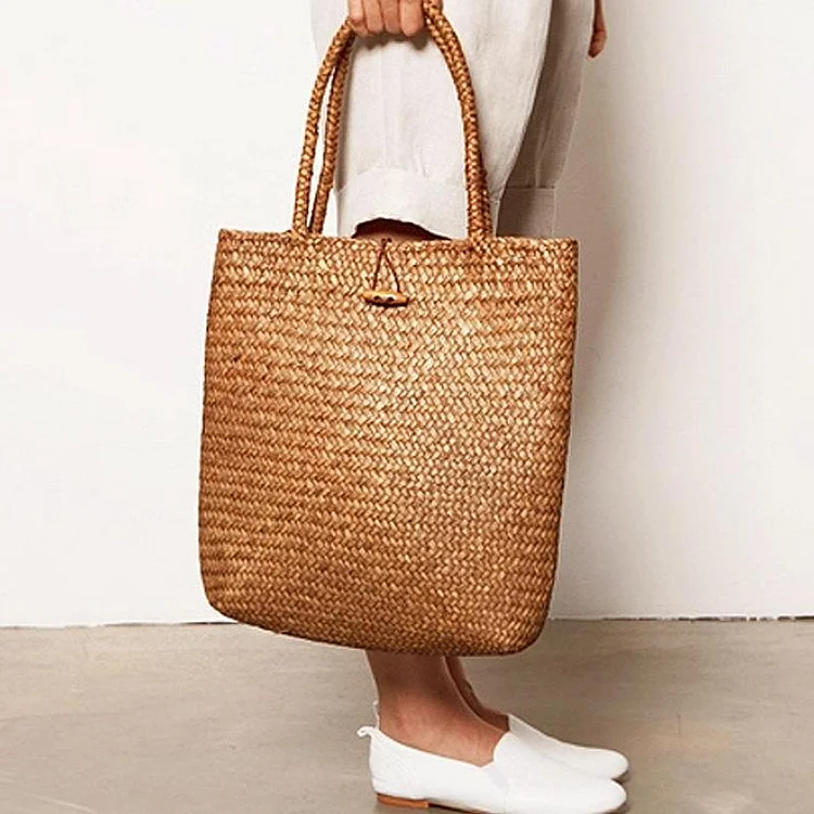 Ladies Bohemian Seagrass Woven Portable Travel Beach Bag
