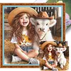 Sunshine Girl Cow-11CT Stamped Cross Stitch 40*40cm tapestrymarket