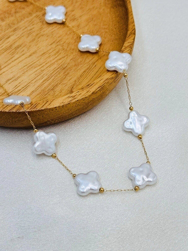 2 Pieces Casual Marine Style Geometric 304 Stainless Steel Imitation Pearl Stainless Steel Necklaces