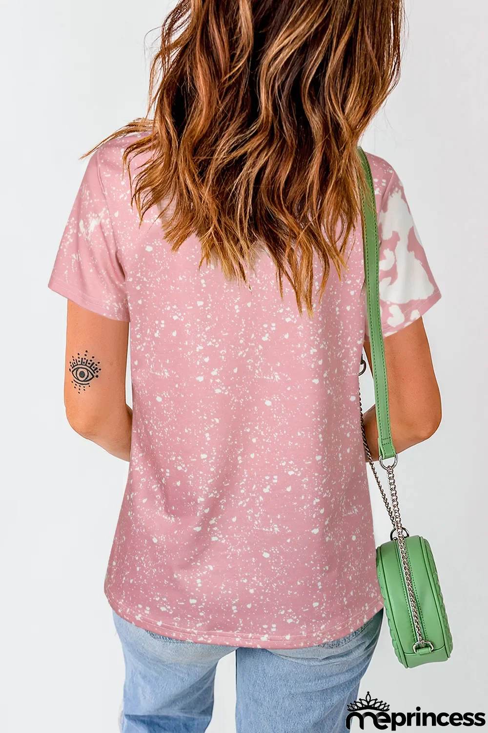 Pink Love Always Heart Leopard Bleached Print Graphic T Shirt
