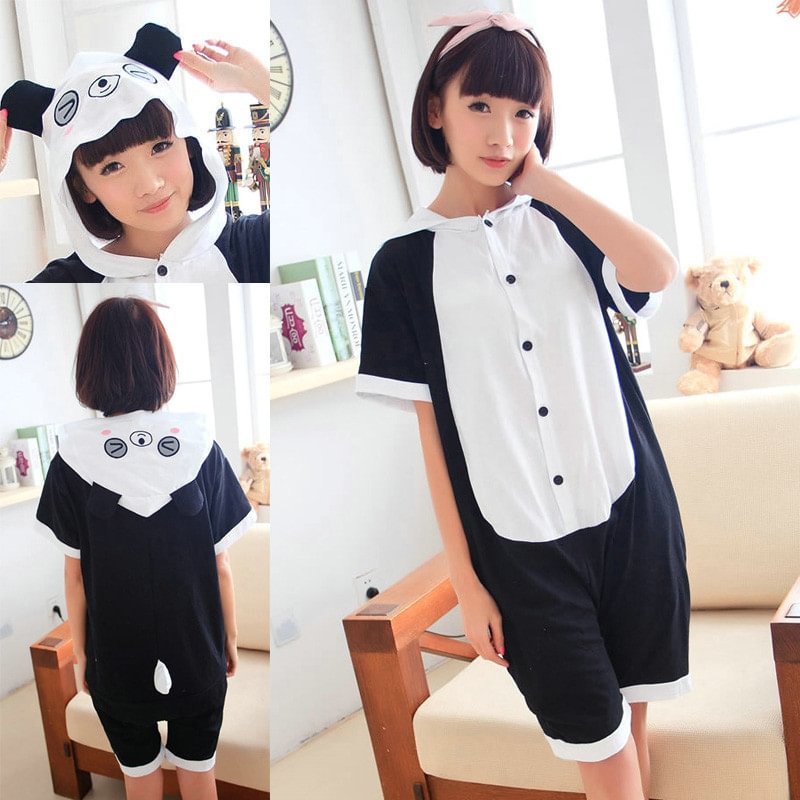Blink Panda Pajamas Animal Onesie Hoodie Kigurumi Short Sleeve-Pajamasbuy