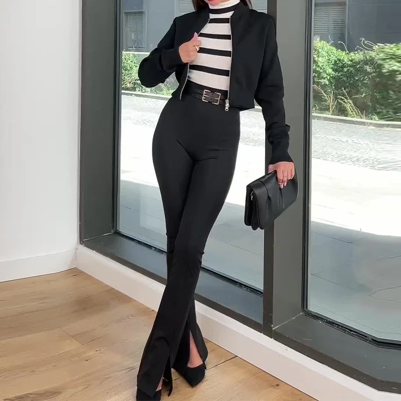 Toloer Toloer Autumn Winter New Vintage Solid Color Standing Collar Shoulder Short Jacket Jacket Women-Outfit Ideas