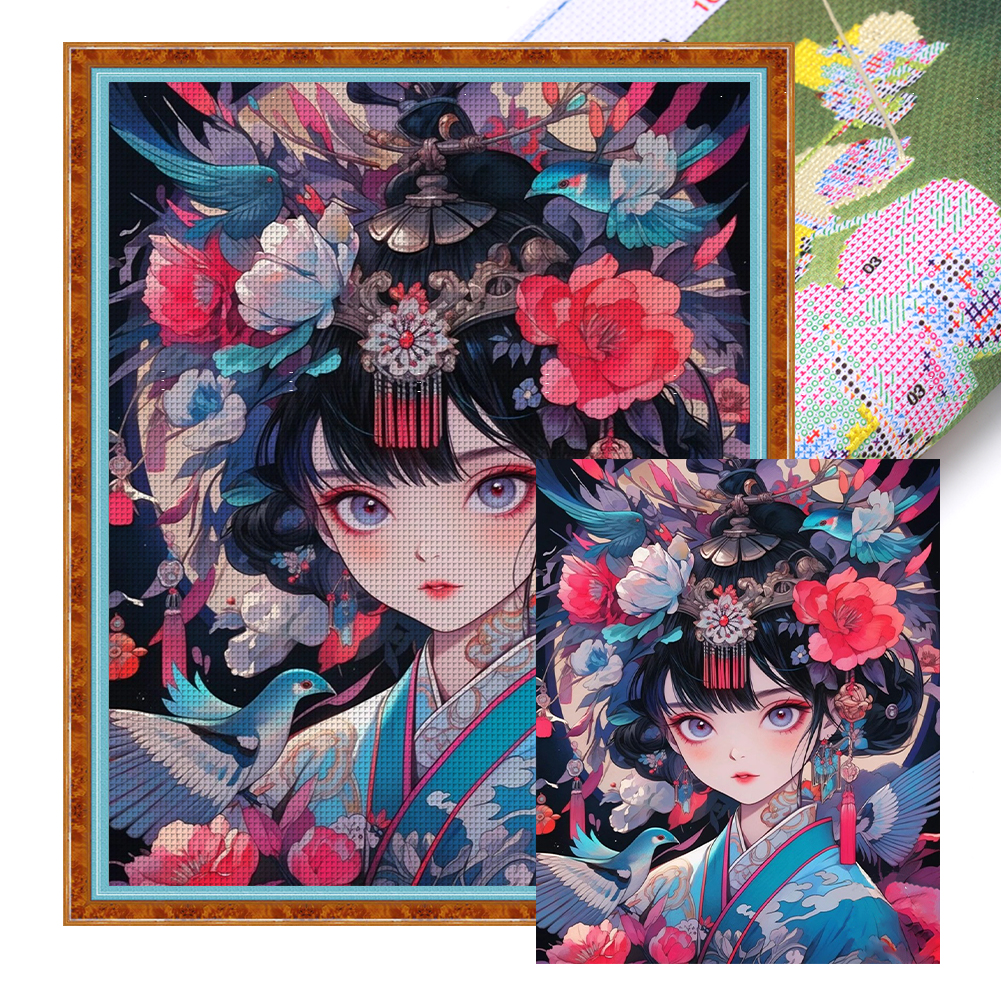 Cartoon Girl Full 11CT Pre-stamped Canvas(50*60cm) Cross Stitch