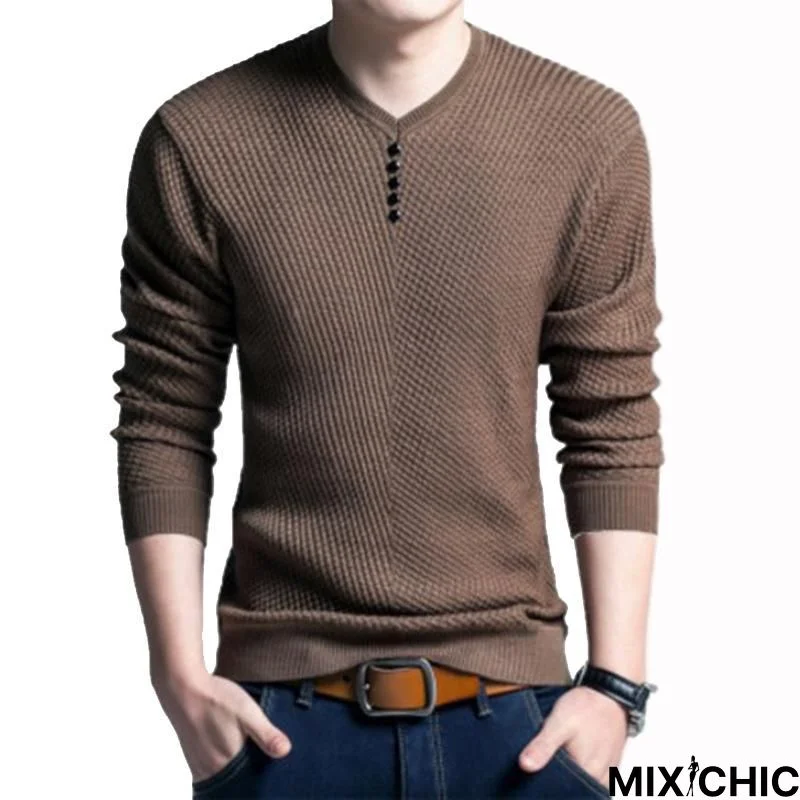 Men's Sweater V-Neck Pullover Bottomed Shirt