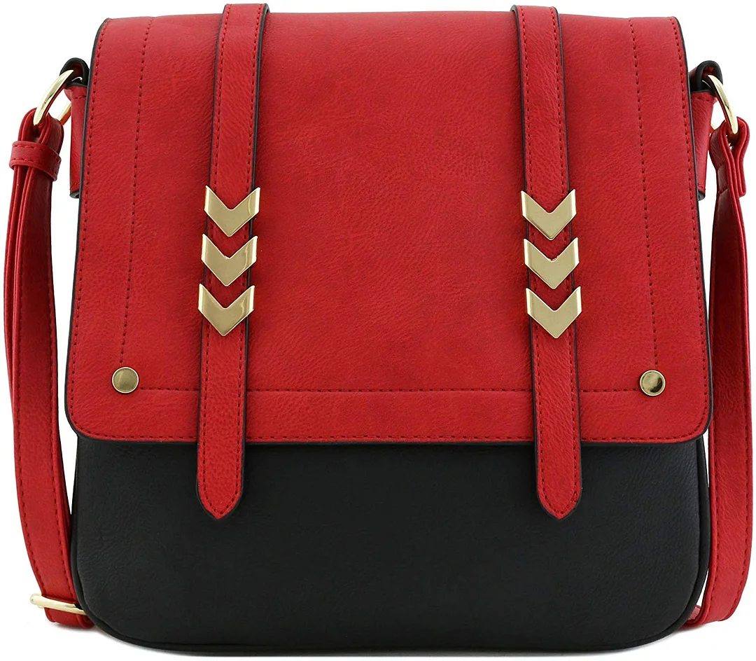 Women Double Compartment Large Flapover Crossbody Bag