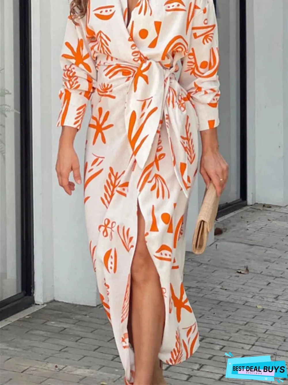 V-Neck Waist Sexy Long Sleeve Dress