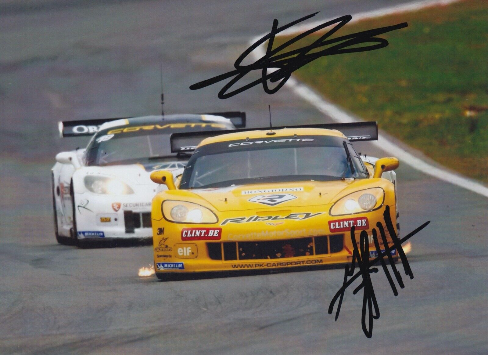 Anthony Kumpen and Mike Hezemans Hand Signed 7x5 Photo Poster painting - FIA GT Championship 17