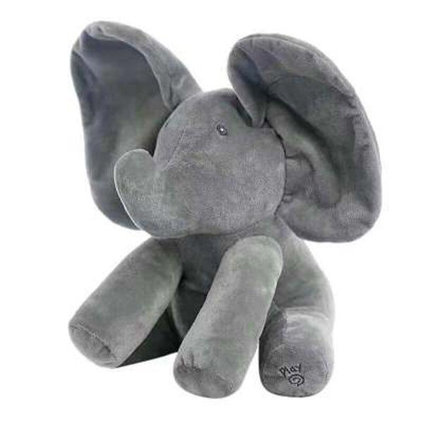 9" Electric Elephant Plush Toy Singing and Moving Ears Children's Comfort Doll Toy, Grey - rebornshoppe