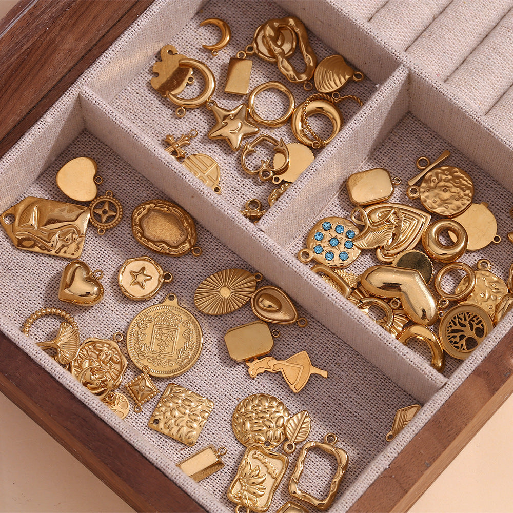 5 Pieces Fashion Irregular Heart Stainless Steel 18K Gold Plated Jewelry Making