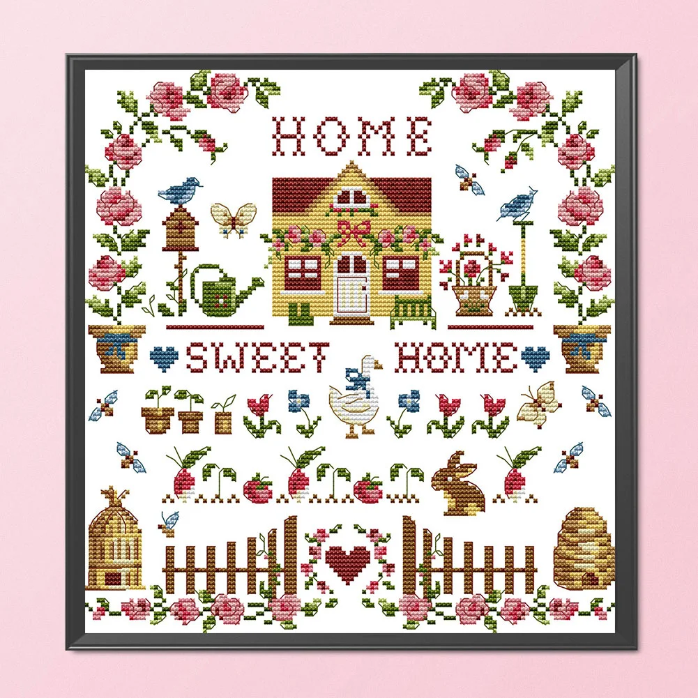 Partial Printed Cross Stitch 14CT - Sweet Home(31*31cm)