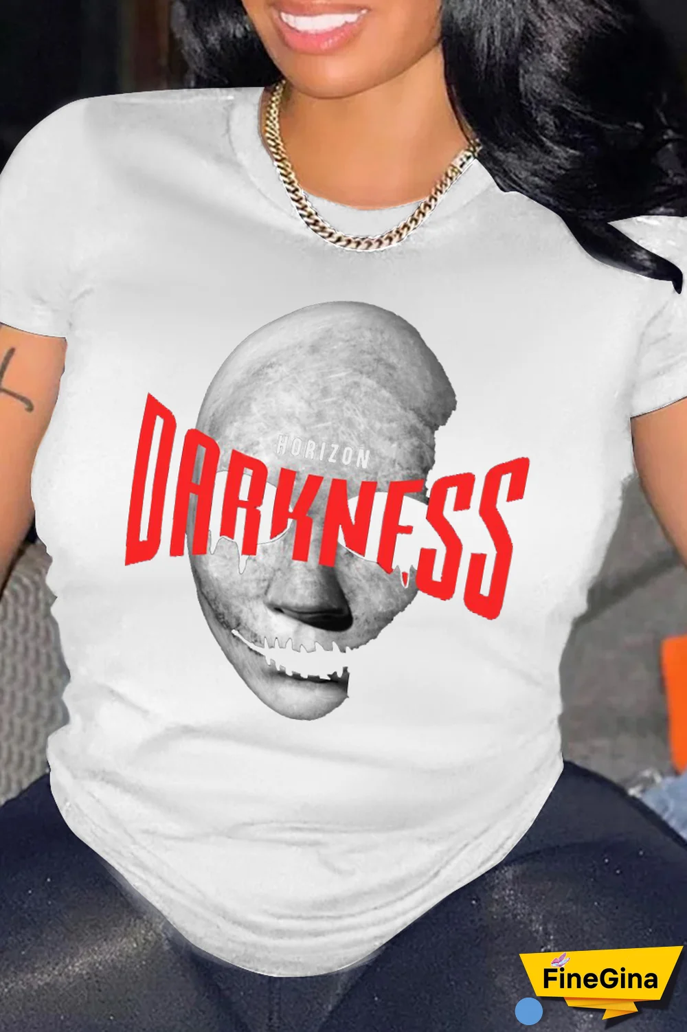 Navy Blue Casual Simplicity Print Patchwork O Neck T-Shirts