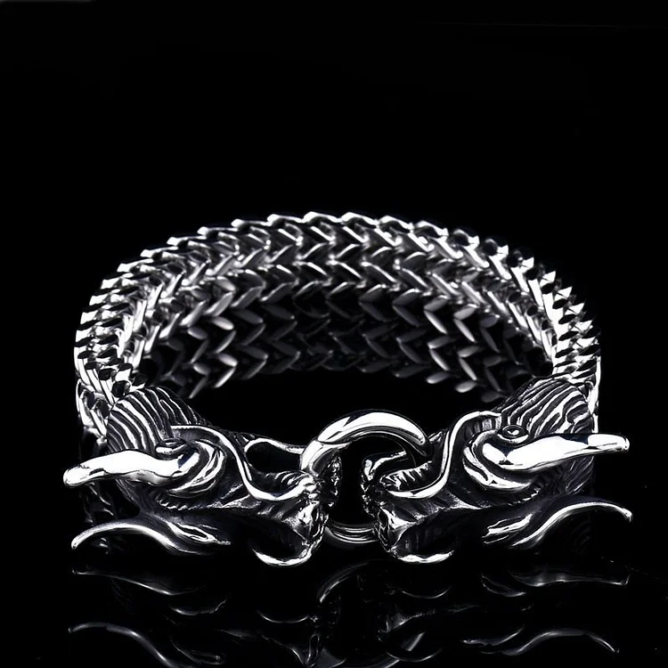 Coutureaura Double Dragon Heads Link Bracelet