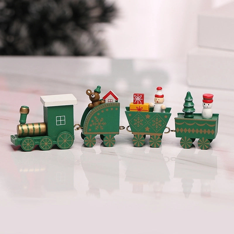 Christmas Fashion Christmas Tree Train Gift Box Wood Indoor Ornaments
