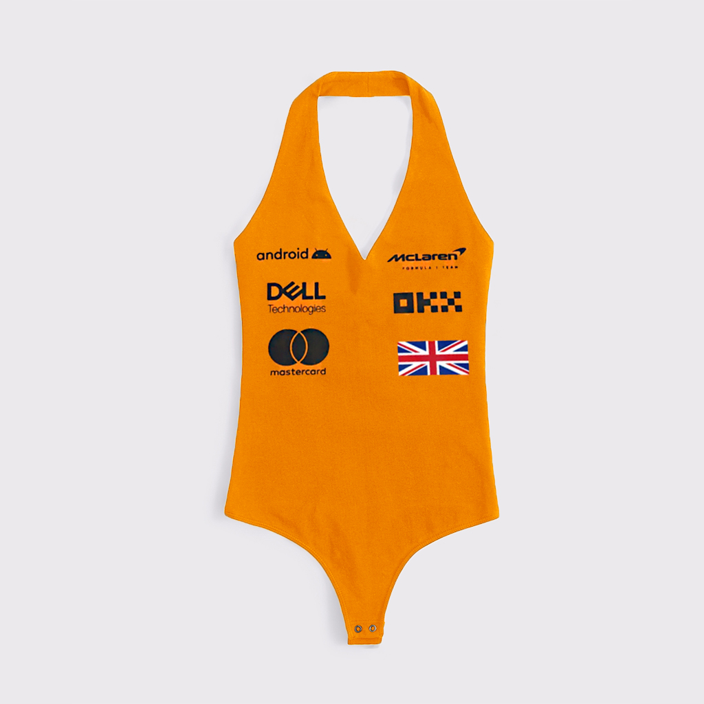 Women's Racing Team Style Printed Halter Neck Sleeveless Bodysuit / TECHWEAR CLUB / Techwear