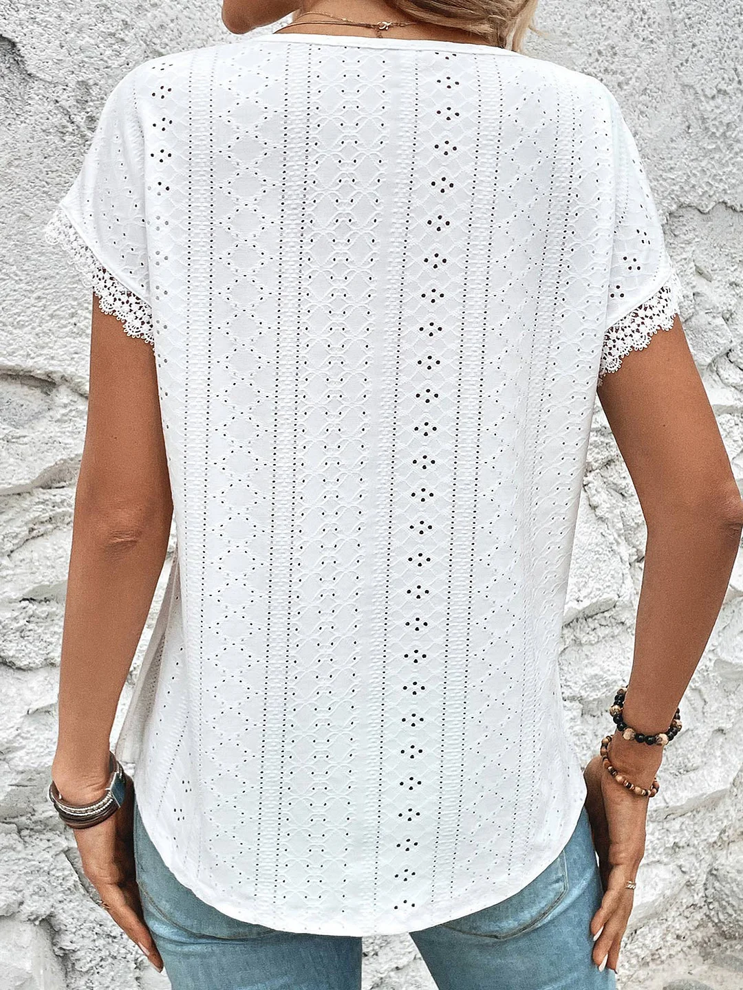 Women Half Sleeve V-neck Solid Color Dress