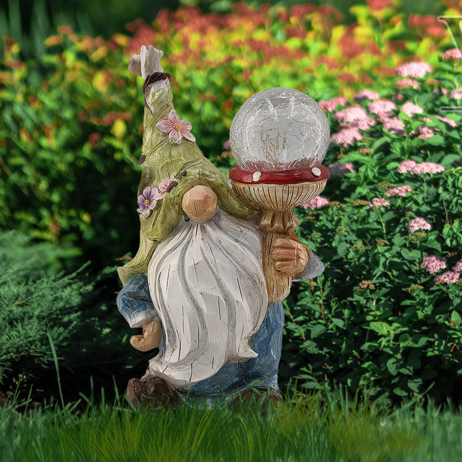 Ornaments - Resin Dwarf Statue Solar Lamp Elf Gnome Sculpture Decor