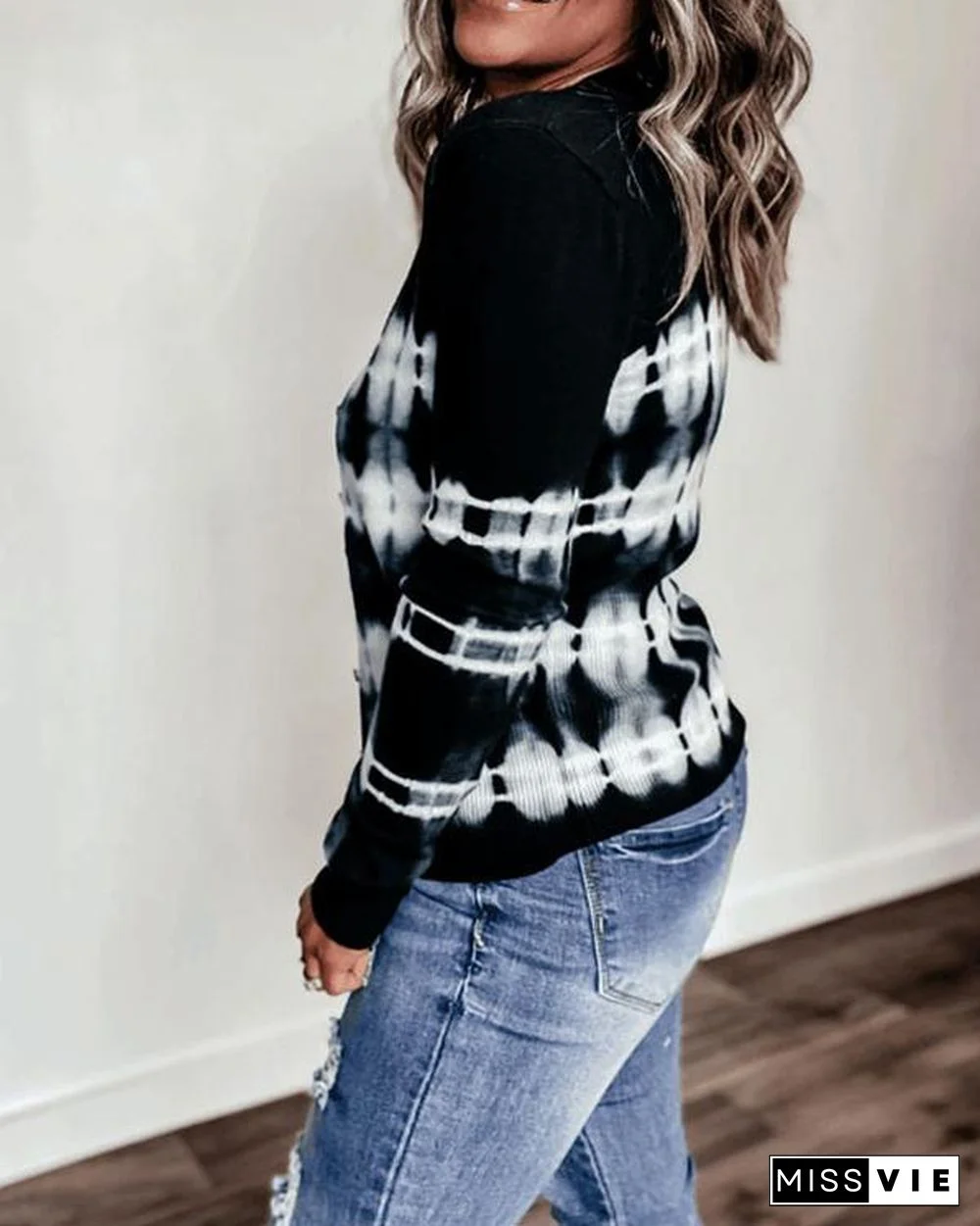 Women's Plus Size Tie Dye Knit Sweater Cardigan