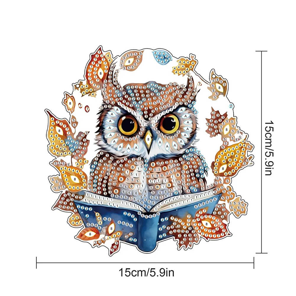 DIY Autumn Owl Special Shape Diamond Painting Hanging Pendant