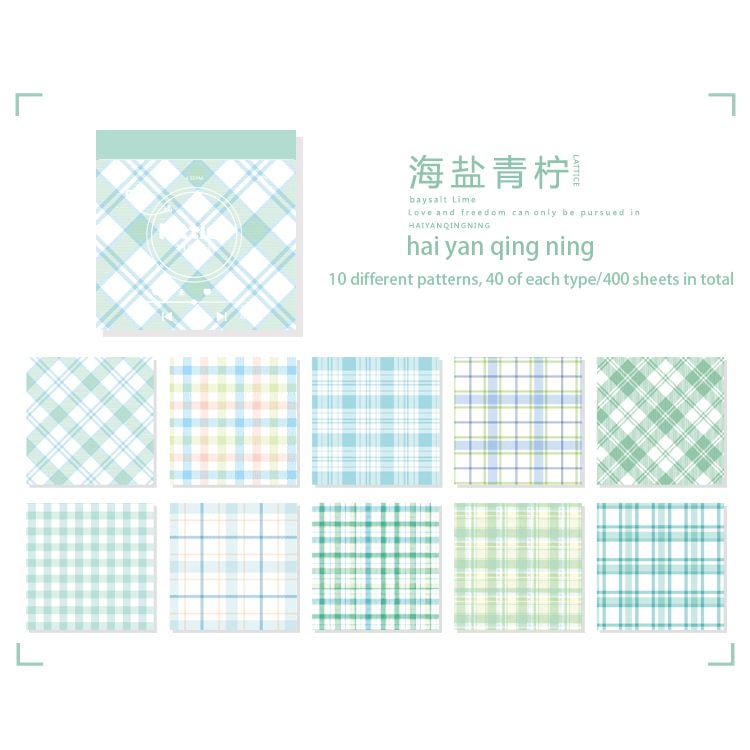 JOURNALSAY 400 Pcs Creative Base Series Memo Pads Plaid Notes Journal Collage Material Paper