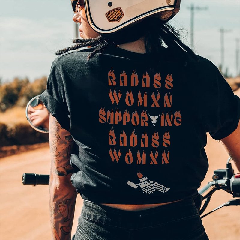 Badass Women Supporting Badass Women Letters Printing Women's T-shirt -  