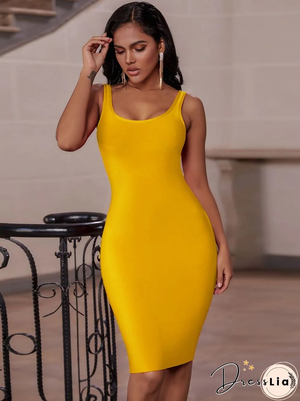 Bandage Dress Red Summer Women's Midi Dress Bodycon Elegant Sexy High Quality Yellow Pink White Evening Party Dress Club