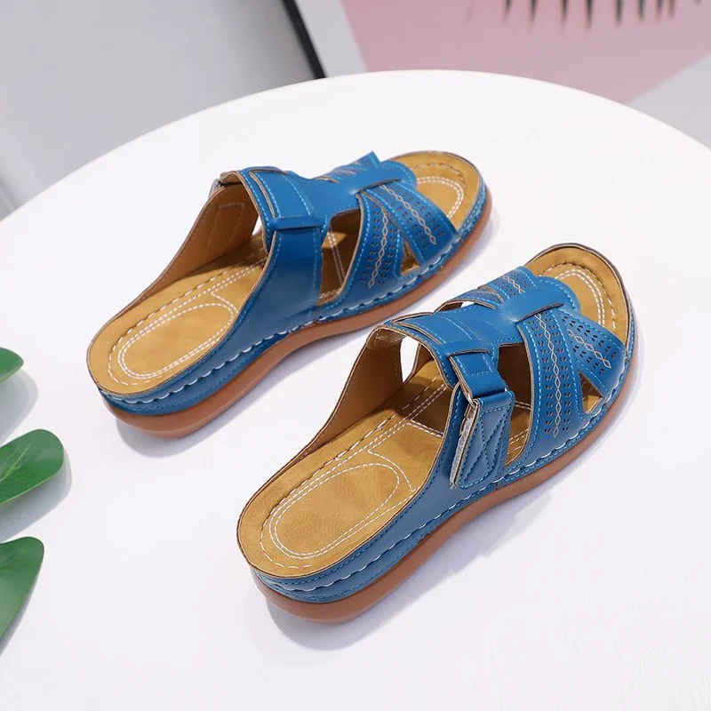 Yyvonne Women's Shoes 2025 Summer New Type Hollow Fish Mouth Slope And Magic Cool Slippers Women's Large Size Women's Shoes