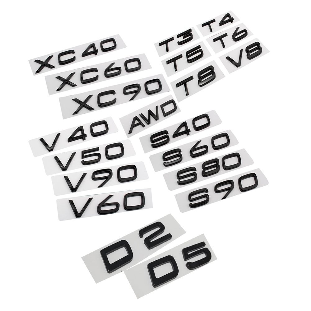 Glossy Black Emblem Sticker For Volvo XC90 XC60 XC40 D2 D5 S80 S90 S60 S40 V40 V60 voiturehub dxncar