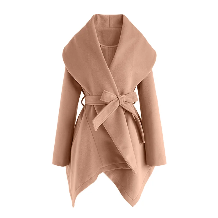 Asymmetric Hem Woolen Coat