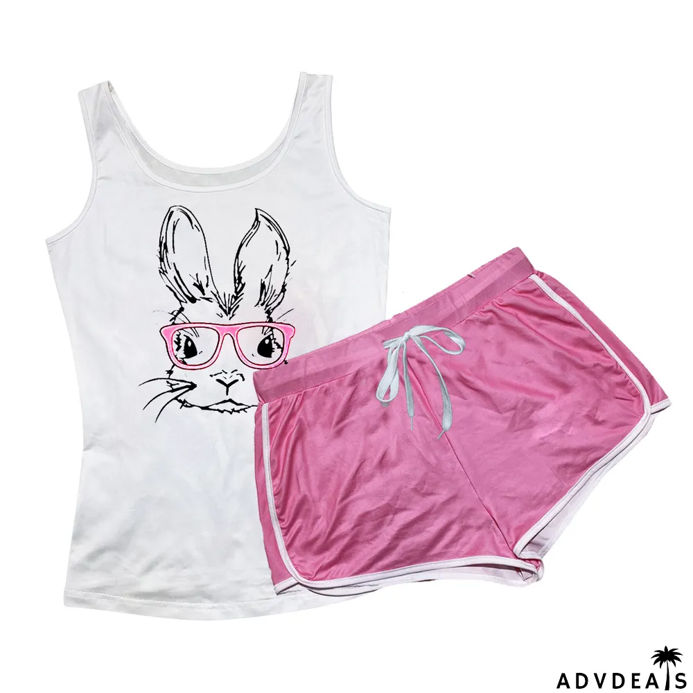 Women'S Clothes Sexy Rabbit Printed Camisole Shorts Set Two-Piece Set