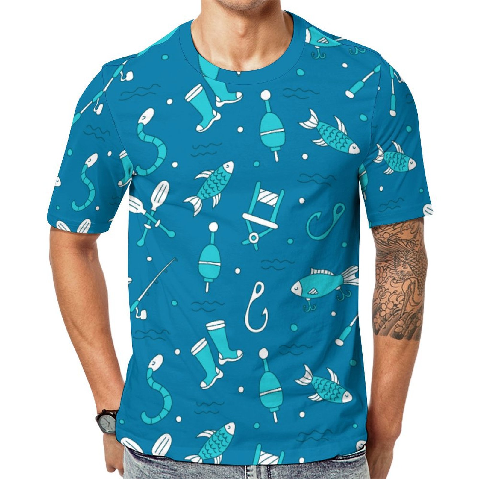 Fun Fishing Hobby Short Sleeve Print Unisex Tshirt Summer Casual Tees for Men and Women Coolcoshirts