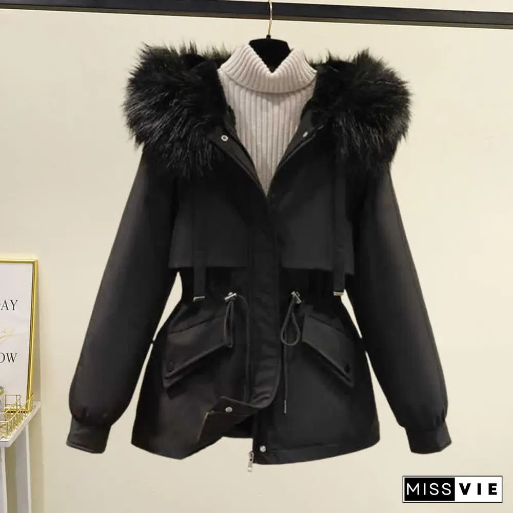 Fleece Hooded Coat Turtleneck Sweater Casual Pants Three Pieces