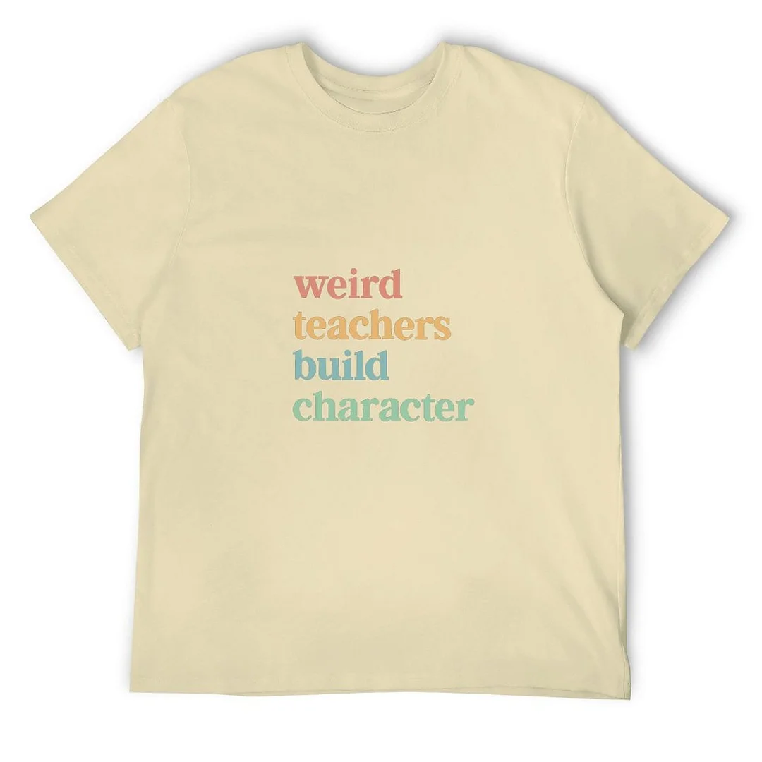 Printed Unisex Short Sleeve Cotton T-shirt for Men and Women Pattern wired teacher build charater