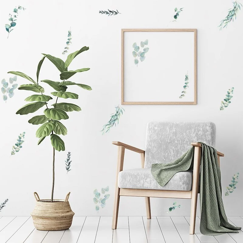 Watercolor Plant Wall Stickers For Kids DIY Home Decoration Accessories For Living Room Kindergarten Wall Creative Decoration