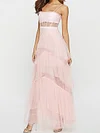 Spaghetti-Neck Empire Split-Joint See-Through A-Line Maxi Dress