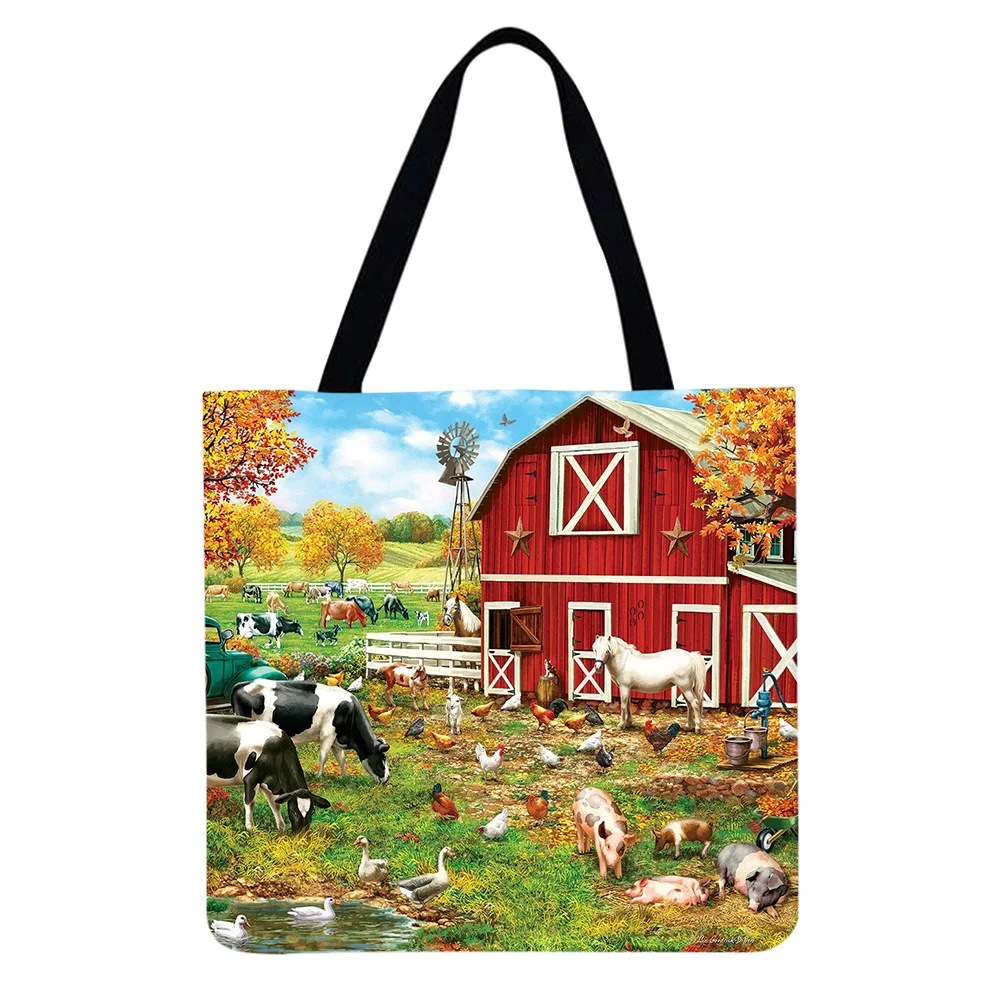Linen Tote Bag -  Farm Animals