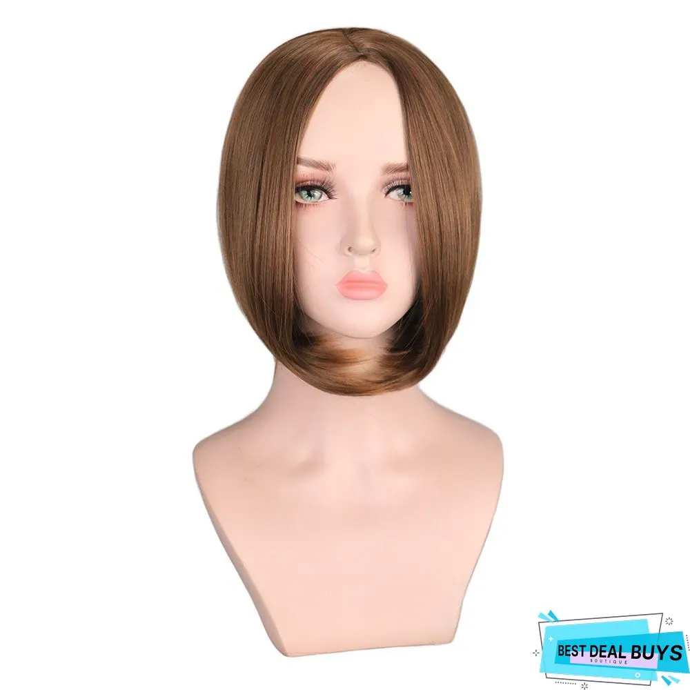 Chemical Fiber High Temperature Silk Women's Medium Split Short Straight Hair